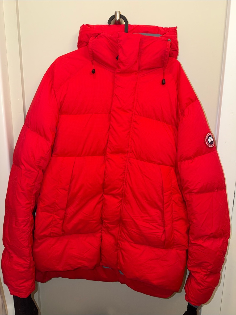 Canada Goose Men's Red Armstrong Down Puffer Jacket with Hood